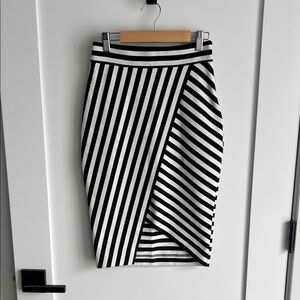 Black and White Striped Women's Skirt